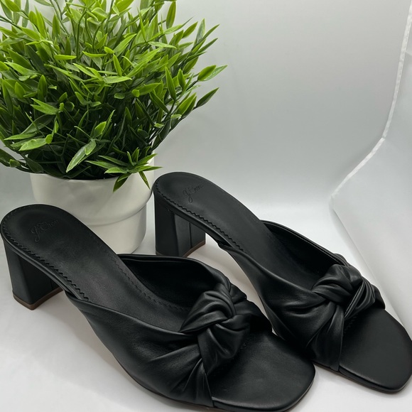 J. CREW KNOTTED BLOCK-HEEL SANDALS IN LEATHER